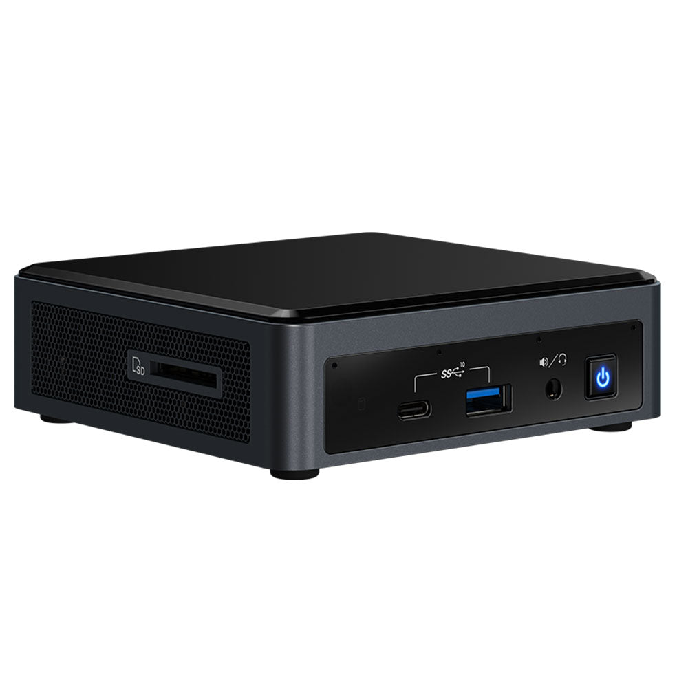 Intel NUC10i3FNK mini PC - front angled view