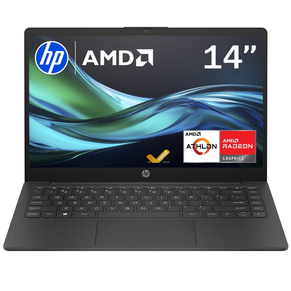 HP 14 Laptop 14" - AMD Athlon Silver 7120U, 4GB RAM, 128GB SSD, Black